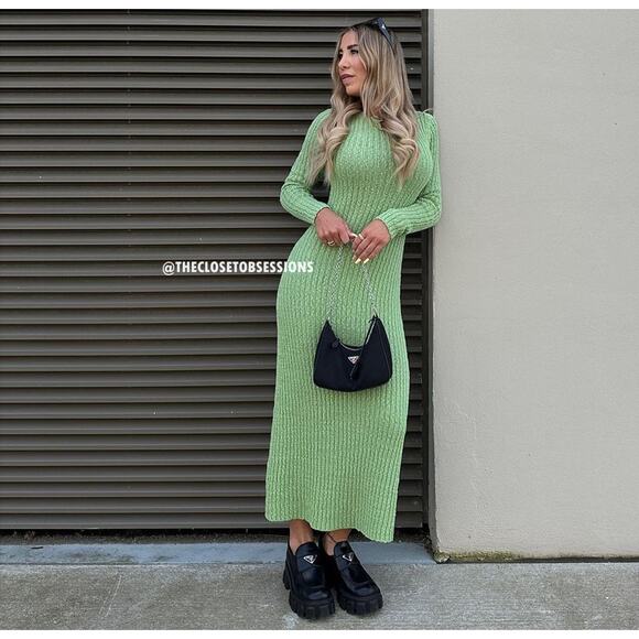 MANGO Ribbed Knit Maxi Dress 💚✨ NWT | Size 8 - Picture 5 of 16